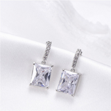 Solitaire Drop Earrings 1.9ct Emerald Cut VVS1D Diamond 14k White Gold Finish