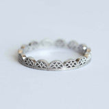 Filigree Vintage Milgrain Wedding Band Ring 14k White Gold Finish