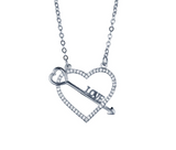 0.8ct Round Cut Diamond Pendant with Chain Heart Arrow 14k White Gold Finish