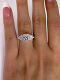 4Ct Cushion Cut Diamond Engagement Ring 14K White Gold Finish Trillion Accents