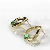 1Ct Round Cut Green Emerald Water Tear Drop Earrings Women 14K Yellow Gold Over