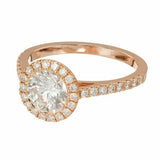 1.6ct Round Cut Diamond Solitaire with Accents Halo Ring 14k Rose Gold Finish