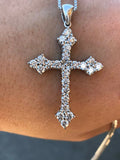 2ct Round Cut Diamond Holy Budded Cross Jesus Christ Pendant 14k White Gold Over