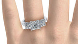 2ct Princess Cut Diamond 3 Stone Classic Engagement Ring 14k White Gold Finish