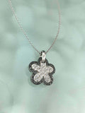 1.5ct Round Cut Black & White Diamond Flower Pendant Chain 14k White Gold Finish