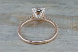 1.6ct Cushion Cut Diamond Solitaire Ring 14k Rose Gold Finish with Round Accents