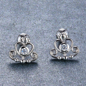 0.6ct Round Cut VVS1D Diamond Unique Design Stud Earrings 14k White Gold Finish