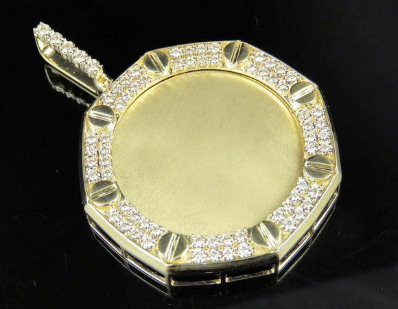 1.25ct Round Cut VVS1D Diamond Pendant Memory Love Frame 14k Yellow Gold Finish