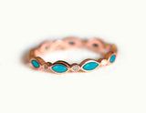 1ct Marquise Cut Blue Turquoise Wedding Band Full Eternity 14k Rose Gold Finish