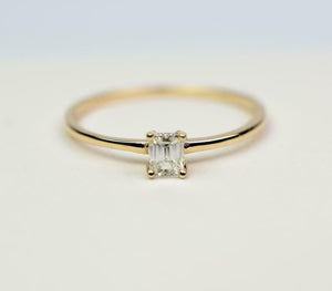 0.5ct Engagement Ring Emerald Cut Diamond Solitaire Design 14k YellowGold Finish