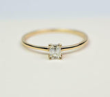 0.5ct Engagement Ring Emerald Cut Diamond Solitaire Design 14k YellowGold Finish