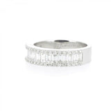 4.6ct Emerald Cut Diamond Wedding Ring Band Half Eternity 14k White Gold Finish