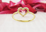 0.5ct Round Cut Moissanite Open Heart Love Engagement Ring 14k YellowGold Plated