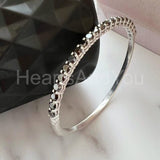 1ct Round Simulated Black Diamond Unique Bangle Bracelet 14k White Gold Plated