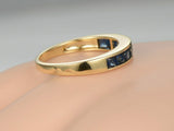 2ct Princess Blue Sapphire Channel Set Half Eternity Band 14k Yellow Gold Finish