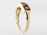 2ct Princess Cut Red Garnet Four Stone Half Eternity Band 14k Yellow Gold Finish