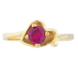 0.9ct Engagement Ring Round Cut Ruby Bypass Heart 14k Yellow Gold Finish