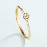 Flower Minimalist Engagement Ring 0.3ct Round Cut Diamond 14k Yellow Gold Finish