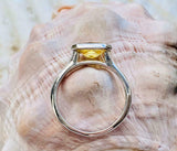 2.1ct Engagement Ring Radiant Cut Yellow Citrine Solitaire 14k White Gold Finish