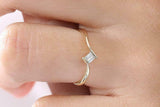 Minimalist Engagement Ring 0.35ct Baguette Cut Diamond 14k Yellow Gold Finish