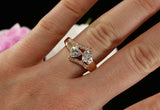 2ct Heart Cut VVS1 Diamond ByPass Two Stone Engagement Ring 14k Rose Gold Finish