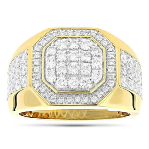 5Ct Round Cut Diamond Octagon Halo Men Engagement Ring 14K Yellow Gold Finish