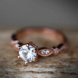 1.4ct Round Cut Diamond Engagement Ring 14k Rose Gold Finish Accents Solitaire