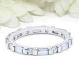 3Ct Baguette Round Cut Diamond Eternity Wedding Band 18K White Gold Finish