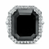 7Ct Emerald Black Diamond Vintage Cocktail Engagement Ring 14K White Gold Finish