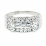 3ct Marquise Cut Diamond Art Deco Edwardian Engagement Ring 14k White Gold Over