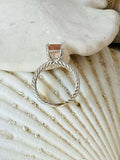 2ct Radiant Cut Morganite Engagement Ring Braided Solitaire 14k White Gold Over