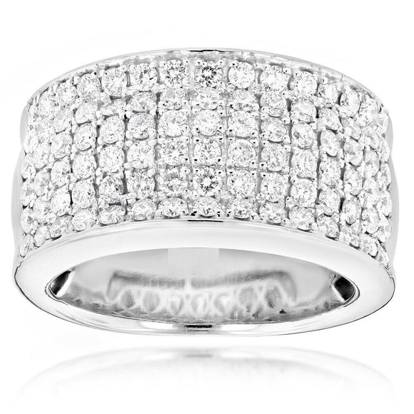 5Ct Round Cut Diamond Six Row Clustered Men Wedding Band 14K White Gold Finish