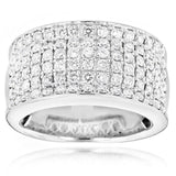 5Ct Round Cut Diamond Six Row Clustered Men Wedding Band 14K White Gold Finish