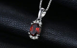 1.7ct Red Garnet Pendant Oval Cut Diamond Petite 14k White Gold Finish NO CHAIN