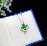 2.2ct Green Emerald Pendant Oval Cut Halo Stylish 14k White Gold Finish NO CHAIN