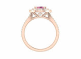 2ct Round Pink Sapphire Dual Halo Split Shank Engagement Ring 14k Rose Gold Over