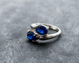 1.7ct Engagement Ring Oval Cut Sapphire Two Stone Bypass 14k White Gold Finish