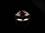 2ct Princess Cut Red Garnet Engagement Ring 14k Rose Gold Finish Unique Design