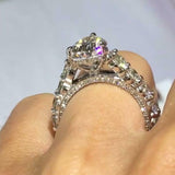 5Ct Pear Cut Diamond Cocktail Eternity Engagement Ring 14K White Gold Finish