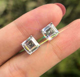 1.5ct Stud Earrings Asscher Cut Diamond Solitaire Women 14k White Gold Finish