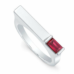 0.5Ct Emerald Cut Pink Ruby Match Stick Engagement Ring 14K White Gold Finish