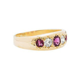 2.9ct Cushion Cut Alternate Ruby Diamond Five Stone Band 14k Yellow Gold Finish