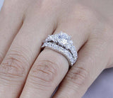 5Ct Round Cut Diamond Bridal Set Stylish Accent Ring Band 14K White Gold Finish