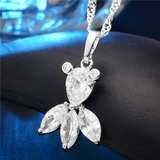 2Ct Pear Marquise Cut Diamond Leaf Design Pendant 14K White Gold Finish NO CHAIN