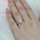 1.6ct Oval Cut Diamond Engagement Ring Floral Solitaire 14k Rose Gold Finish