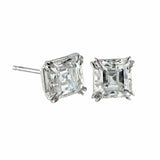 1.5ct Asscher Cut VVS1D Diamond Solitaire Stud Earrings 14k White Gold Finish