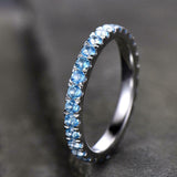 2ct Wedding Ring Band Round Cut Blue Topaz Full Eternity 14k White Gold Finish