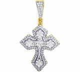 1.9ct Round Cut VVS1D Diamond Gothic Cross Pendant 14k Yellow Gold Over NO CHAIN