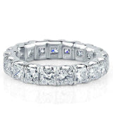 3.4ct Cushion Diamond Wedding Ring Band Iced Full Eternity 14k White Gold Finish