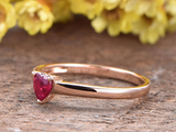 0.4ct Heart Cut Pink Ruby Engagement Ring Solitaire Promise 14k Rose Gold Finish